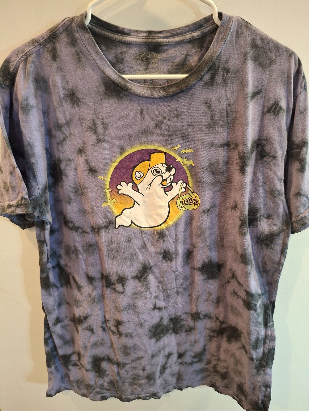 Purple Tie-Dye Ghost Graphic Tee - Casual Women’s Top